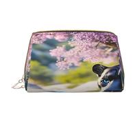 Borsa per il trucco da donna Toiletrie Showe Pennello Cura della pelle Organizzatore da viaggio Borsa Me Grande borsa per il trucco Accessori Bagsmart Tote Il leopardo accanto al fiore lilla, bianco