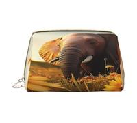 Borsa per il trucco da donna Toiletrie Showe Pennello Cura della pelle Organizzatore da viaggio Borsa Me Grande borsa per il trucco Accessori Bagsmart Tote L'elefante nel campo di girasole, bianco