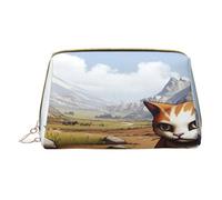 Borsa per il trucco da donna Toiletrie Showe Pennello Cura della pelle Organizzatore da viaggio Borsa Me Grande borsa per il trucco Accessori Bagsmart Tote Il simpatico gatto nel campo di girasole