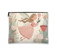 Borsa per il trucco da fata fantasiosa, pochette da viaggio per cosmetici con incantesimo floreale pastello per donna, organizer portatile in tela con cerniera, borsa da toilette per la cura della pe