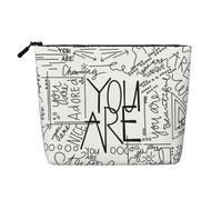 Borsa per il trucco da matematica, grande capacità da viaggio per donna, impermeabile, monostrato, in finta canapa, con cerniera, portatile, organizer per cosmetici.