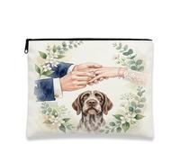 Borsa per il trucco da matrimonio, con puntatore tedesco a pelo metallico, borsa da viaggio romantica per donne e ragazze, piccola borsa portatile in tela con cerniera, borsa da toilette per cani