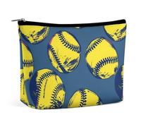 Borsa per il trucco da softball, grande capacità, borse cosmetiche portatili per donna