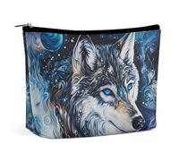 Borsa per il trucco da sogno con testa di lupo, borse per donna con cerniera, pochette da viaggio per articoli da toeletta, borse per il trucco, cosmetici