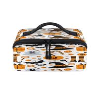 Borsa per il trucco da viaggio a tema del Ringraziamento Happy Holidays Borsa portatile impermeabile aperta piatta per articoli da toeletta cosmetici organizer da viaggio per donne e uomini