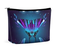 Borsa per il trucco da viaggio, borsa cosmetica portatile impermeabile Magic Moon Moth Mystical Goth Astrology Art, custodia per il trucco in pelle PU di grande capacità, custodia con cerniera persona