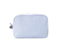 Borsa per il trucco da viaggio Borsa cosmetica portatile Organizzatori per la cura della pelle a righe Piccola borsa con cerniere Borsa da toilette bella borsa portamonete, blu navy