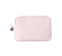 Borsa per il trucco da viaggio Borsa cosmetica portatile Organizzatori per la cura della pelle a righe Piccola borsa con cerniere Borsa da toilette bella borsa portamonete, Rosso