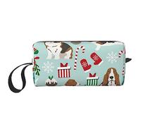 Borsa per il trucco da viaggio, Borsa da toeletta portatile, Borsa cosmetica da viaggio Sweet Basset Hound, Borsa portaoggetti multifunzionale, Bianco, Taglia unica