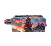 Borsa per il trucco da viaggio,borsa da toilette da viaggio per donna,Albero di Natale Architettura Francia,borsa da viaggio per cosmetici