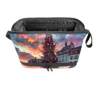 Borsa per il trucco da viaggio,borsa da toilette da viaggio per donna,Albero di Natale Architettura Francia,borsa da viaggio per cosmetici