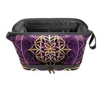 Borsa per il trucco da viaggio,borsa da toilette da viaggio per donna,amore mandala viola cosmico,borsa da viaggio per cosmetici
