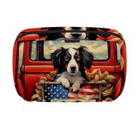 Borsa per il trucco da viaggio,borsa da toilette da viaggio per donna,bandiera americana del camion rosso dell'azienda agricola,borsa da viaggio per cosmetici