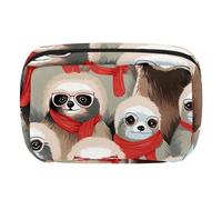 Borsa per il trucco da viaggio,borsa da toilette da viaggio per donna,Bradipo del fumetto con gli occhiali,borsa da viaggio per cosmetici