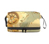Borsa per il trucco da viaggio,borsa da toilette da viaggio per donna,bussola e carta nautica,borsa da viaggio per cosmetici