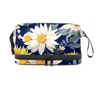 Borsa per il trucco da viaggio,borsa da toilette da viaggio per donna,Fiore Acquerello Margherita Girasole,borsa da viaggio per cosmetici