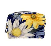 Borsa per il trucco da viaggio,borsa da toilette da viaggio per donna,Fiore Acquerello Margherita Girasole,borsa da viaggio per cosmetici