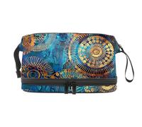 Borsa per il trucco da viaggio,borsa da toilette da viaggio per donna,Fiore della mandala dell'acquerello dell'annata,borsa da viaggio per cosmetici
