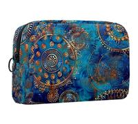 Borsa per il trucco da viaggio,borsa da toilette da viaggio per donna,Fiore della mandala dell'acquerello dell'annata,borsa da viaggio per cosmetici
