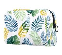 Borsa per il trucco da viaggio,borsa da toilette da viaggio per donna,Foglie di palme verdi tropicali,borsa da viaggio per cosmetici