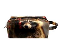 Borsa per il trucco da viaggio,borsa da toilette da viaggio per donna,Frutto del panda rosso della foresta,borsa da viaggio per cosmetici