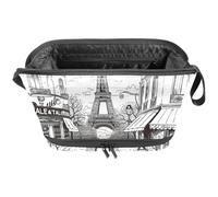 Borsa per il trucco da viaggio,borsa da toilette da viaggio per donna,Giornale vintage della Torre Eiffel,borsa da viaggio per cosmetici