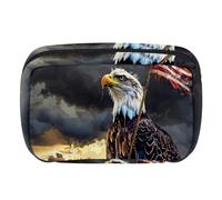 Borsa per il trucco da viaggio,borsa da toilette da viaggio per donna,Giorno nuvoloso della bandiera americana dell'aquila,borsa da viaggio per cosmetici
