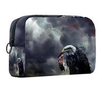 Borsa per il trucco da viaggio,borsa da toilette da viaggio per donna,Giorno nuvoloso della bandiera americana dell'aquila,borsa da viaggio per cosmetici