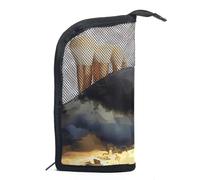 Borsa per il trucco da viaggio,borsa da toilette da viaggio per donna,Giorno nuvoloso della bandiera americana dell'aquila,borsa da viaggio per cosmetici