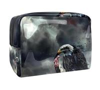 Borsa per il trucco da viaggio,borsa da toilette da viaggio per donna,Giorno nuvoloso della bandiera americana dell'aquila,borsa da viaggio per cosmetici