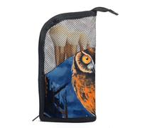 Borsa per il trucco da viaggio,borsa da toilette da viaggio per donna,gufo volante notturno della foresta,borsa da viaggio per cosmetici