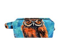 Borsa per il trucco da viaggio,borsa da toilette da viaggio per donna,gufo volante notturno della foresta,borsa da viaggio per cosmetici