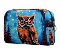 Borsa per il trucco da viaggio,borsa da toilette da viaggio per donna,gufo volante notturno della foresta,borsa da viaggio per cosmetici