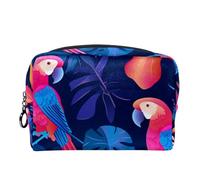 Borsa per il trucco da viaggio,borsa da toilette da viaggio per donna,la giungla tropicale colorata lascia i pappagalli,borsa da viaggio per cosmetici