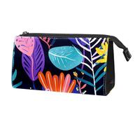 Borsa per il trucco da viaggio,borsa da toilette da viaggio per donna,La giungla tropicale lascia i fiori,borsa da viaggio per cosmetici