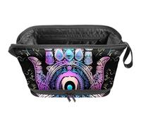 Borsa per il trucco da viaggio,borsa da toilette da viaggio per donna,Mandala della mano dell'occhio di stile etnico,borsa da viaggio per cosmetici