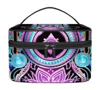 Borsa per il trucco da viaggio,borsa da toilette da viaggio per donna,Mandala della mano dell'occhio di stile etnico,borsa da viaggio per cosmetici