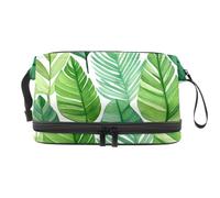 Borsa per il trucco da viaggio,borsa da toilette da viaggio per donna,Modello di foglie tropicali hawaii,borsa da viaggio per cosmetici