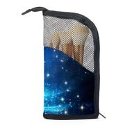 Borsa per il trucco da viaggio,borsa da toilette da viaggio per donna,natale albero magico blu,borsa da viaggio per cosmetici