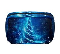 Borsa per il trucco da viaggio,borsa da toilette da viaggio per donna,natale albero magico blu,borsa da viaggio per cosmetici