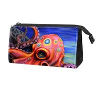 Borsa per il trucco da viaggio,borsa da toilette da viaggio per donna,Pesce diavolo negli oceani stampato,borsa da viaggio per cosmetici