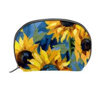 Borsa per il trucco da viaggio,borsa da toilette da viaggio per donna,pianta dell'acquerello girasoli floreali,borsa da viaggio per cosmetici