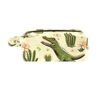 Borsa per il trucco da viaggio,borsa da toilette da viaggio per donna,pianta verde coccodrillo,borsa da viaggio per cosmetici