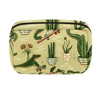 Borsa per il trucco da viaggio,borsa da toilette da viaggio per donna,pianta verde coccodrillo,borsa da viaggio per cosmetici