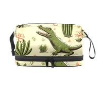 Borsa per il trucco da viaggio,borsa da toilette da viaggio per donna,pianta verde coccodrillo,borsa da viaggio per cosmetici