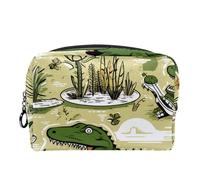 Borsa per il trucco da viaggio,borsa da toilette da viaggio per donna,pianta verde coccodrillo,borsa da viaggio per cosmetici