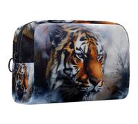 Borsa per il trucco da viaggio,borsa da toilette da viaggio per donna,Ritratto animale della foresta Tigre,borsa da viaggio per cosmetici