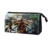 Borsa per il trucco da viaggio,borsa da toilette da viaggio per donna,Ritratto animale della foresta Tigre,borsa da viaggio per cosmetici