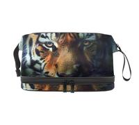 Borsa per il trucco da viaggio,borsa da toilette da viaggio per donna,Ritratto animale della foresta Tigre,borsa da viaggio per cosmetici