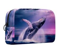 Borsa per il trucco da viaggio,borsa da toilette da viaggio per donna,salto della balena dell'oceano della nuvola,borsa da viaggio per cosmetici